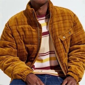 Urban Outfitters Men's Plaid Corduroy Puffer Jacket NWT  UO
